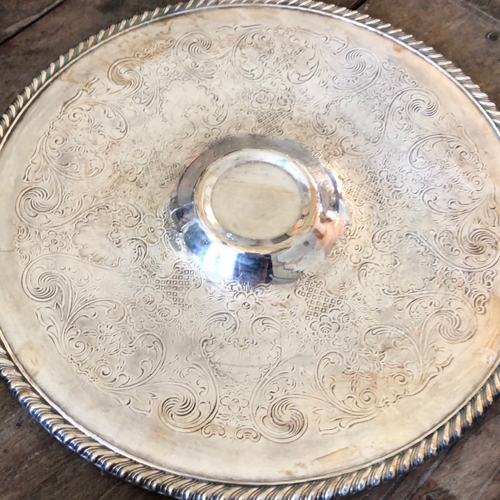 Silver plated round tray - Picture 4 of 5